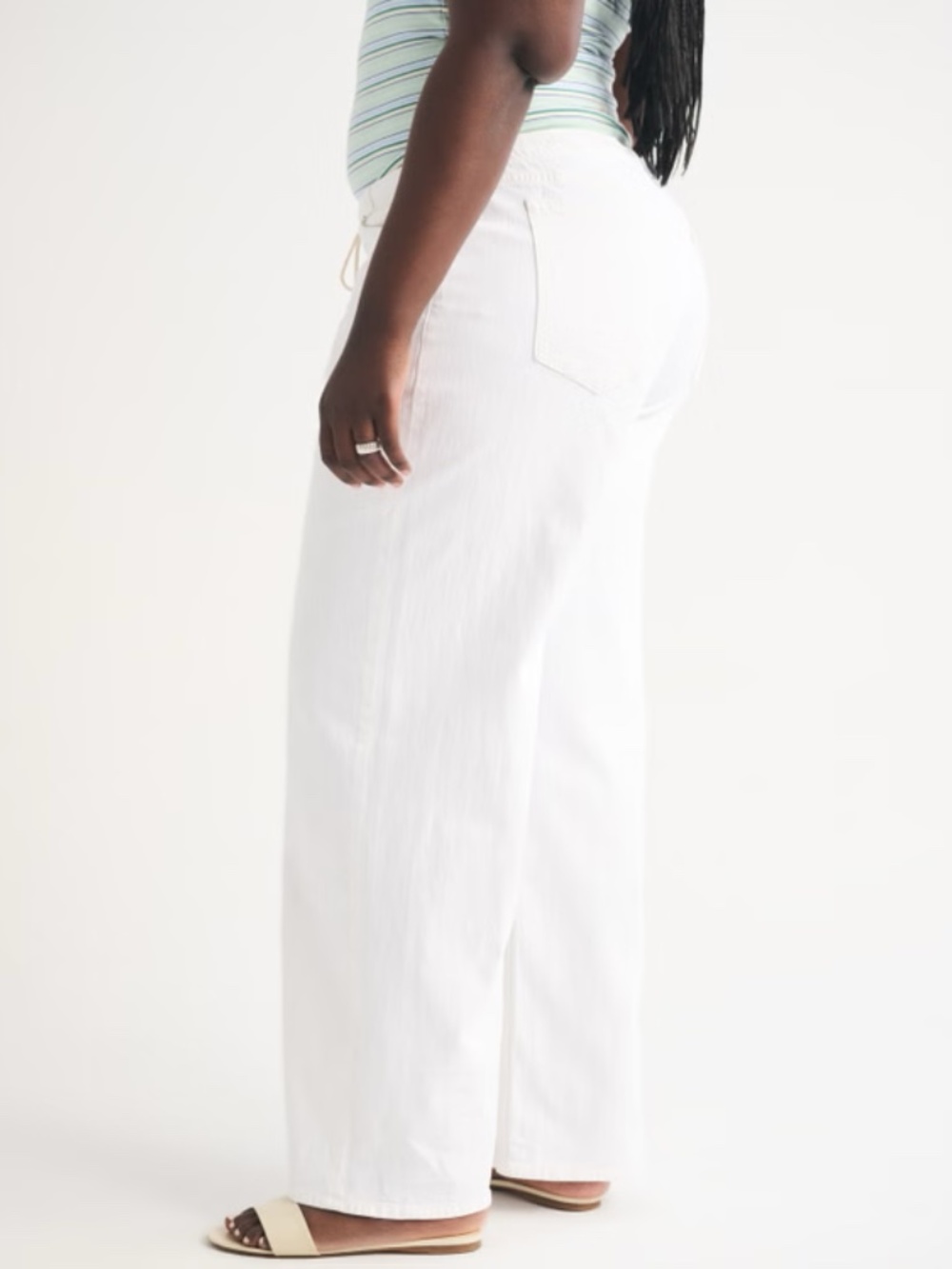 NWT Abercrombie Curve Love Linen-Blend Low Rise Ultra Loose Drawstring Jean - 34 - Picture 8 of 8